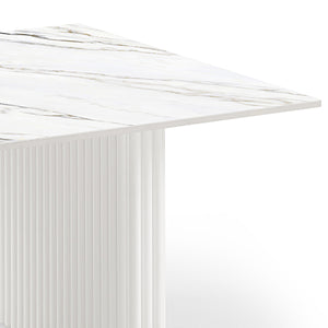 Coffee Table | Sintered Stone Top | MDF Base | Glossy White Finish