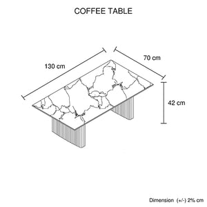 Coffee Table | Sintered Stone Top | MDF Base | Glossy White Finish