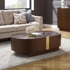 Coffee Table | MDF Board | Melamine Interior | Ample Storage | Dark Walnut Colour