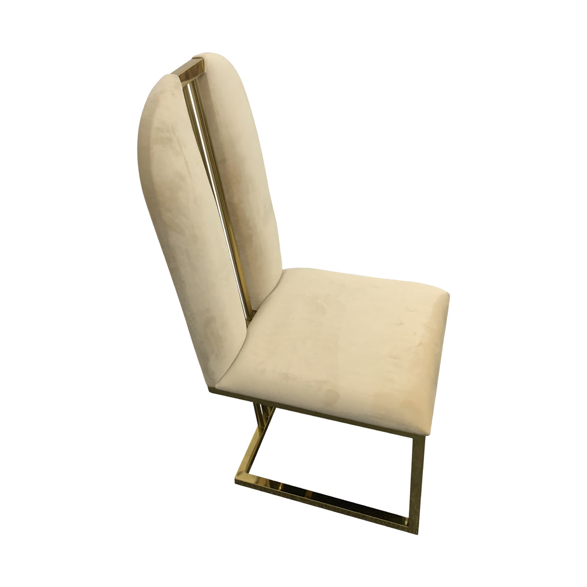 2X Dining Chair | Stainless Gold Frame & Seat | Beige Fabric