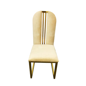 2X Dining Chair | Stainless Gold Frame & Seat | Beige Fabric