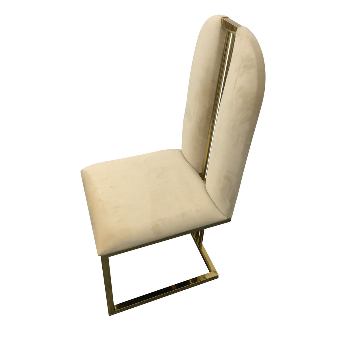 2X Dining Chair | Stainless Gold Frame & Seat | Beige Fabric