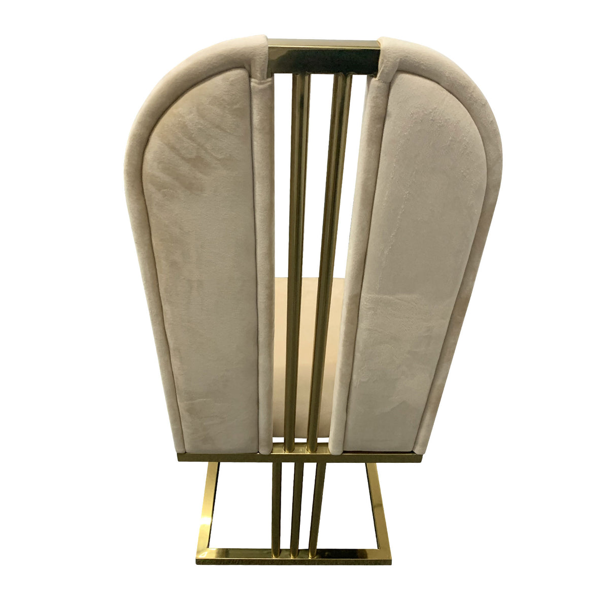 2X Dining Chair | Stainless Gold Frame & Seat | Beige Fabric