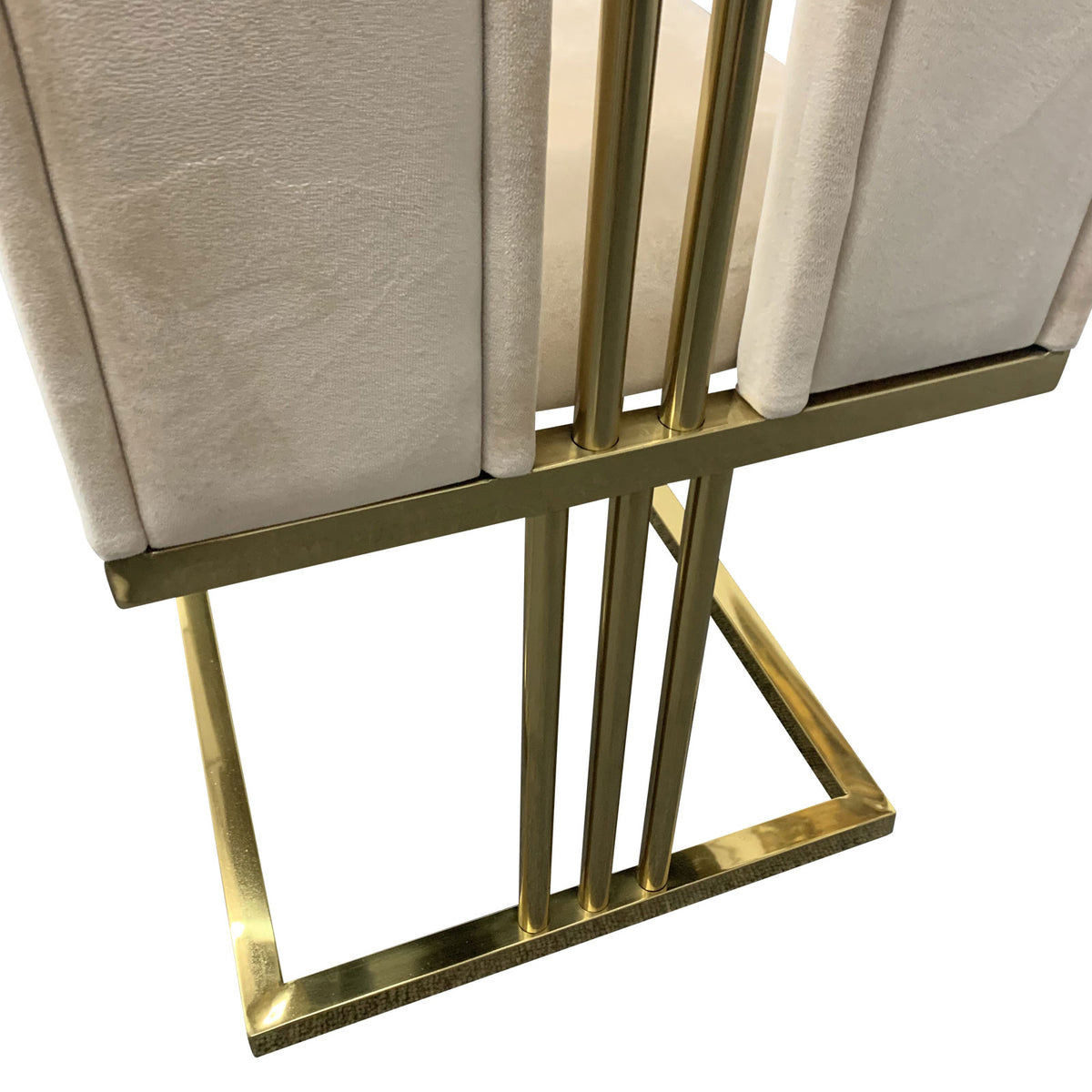 2X Dining Chair | Stainless Gold Frame & Seat | Beige Fabric