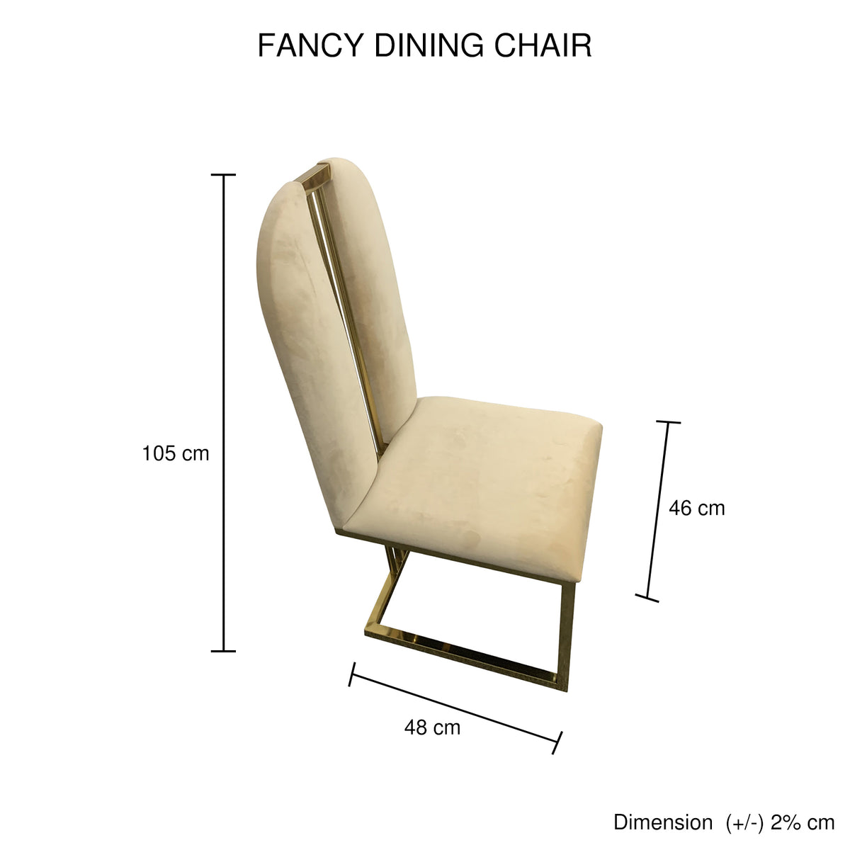 2X Dining Chair | Stainless Gold Frame & Seat | Beige Fabric