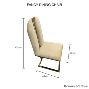 2X Dining Chair | Stainless Gold Frame & Seat | Beige Fabric