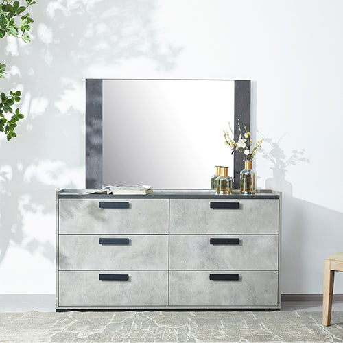 Tallboy with 5 Storage Drawers | MDF | Black & Cement Combination