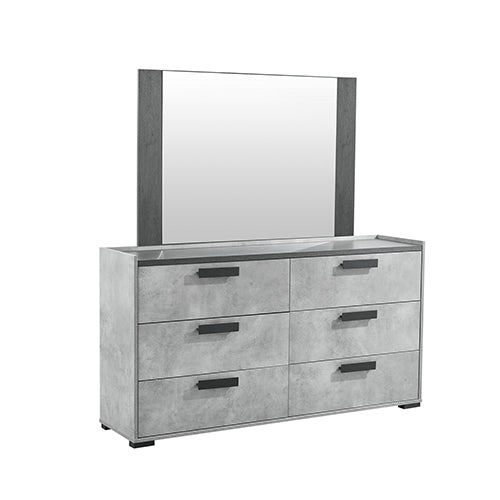 Tallboy with 5 Storage Drawers | MDF | Black & Cement Combination