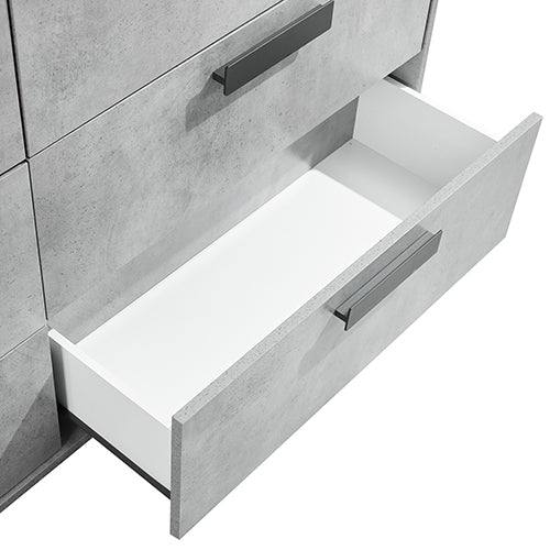 Tallboy with 5 Storage Drawers | MDF | Black & Cement Combination