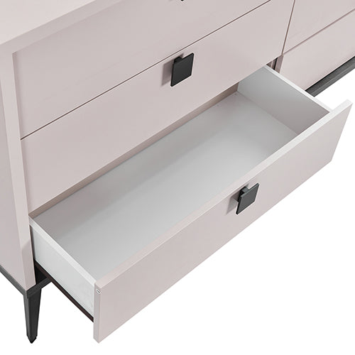 Dressing Chest with 6 Storage Drawers | MDF | Mirror | Champagne & Black Combination
