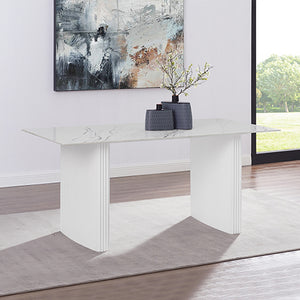Dining Table | Sintered Stone Top | MDF Base | High Gloss White Finish | Modern Kitchen Table