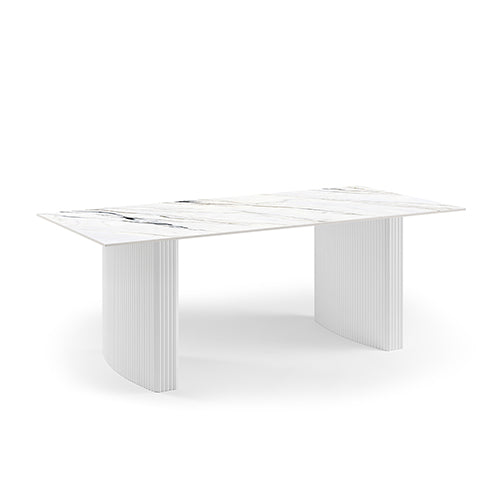 Dining Table | Sintered Stone Top | MDF Base | High Gloss White Finish | Modern Kitchen Table
