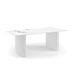 Dining Table | Sintered Stone Top | MDF Base | High Gloss White Finish | Modern Kitchen Table