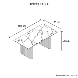 Dining Table | Sintered Stone Top | MDF Base | High Gloss White Finish | Modern Kitchen Table