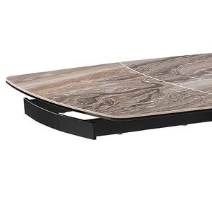 Extendable Dining Table | MDF Ceramic Glass Top | Decorative Stripe Design | Modern Dining Room Furniture