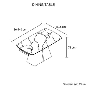Extendable Dining Table | MDF Ceramic Glass Top | Decorative Stripe Design | Modern Dining Room Furniture