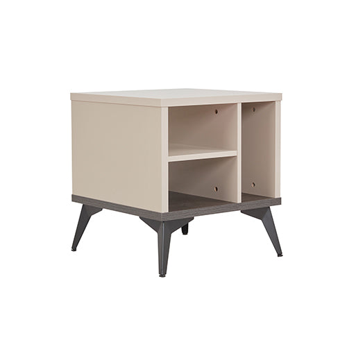 Lamp Table | 3 Open Storage Cabinets | MDF Build | Champagne Finish | Stylish Side Table