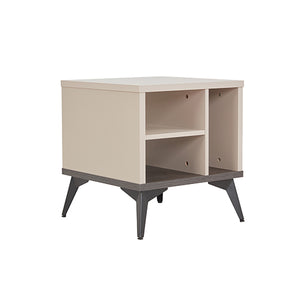 Lamp Table | 3 Open Storage Cabinets | MDF Build | Champagne Finish | Stylish Side Table