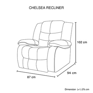 Chelsea 1R Seater Finest Leatherette Recliner | Feature Console | LED Light | Ultra Cushioned
