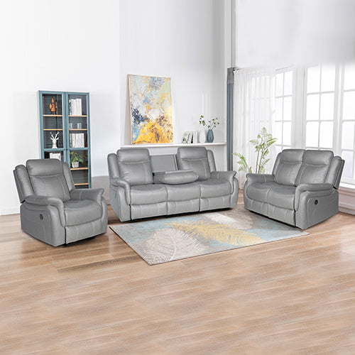 3-2-1 Seater Finest Grey Fabric Recliner Sofa | Sturdy Construction | Metal Mechanism