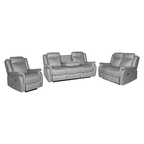 3-2-1 Seater Finest Grey Fabric Recliner Sofa | Sturdy Construction | Metal Mechanism