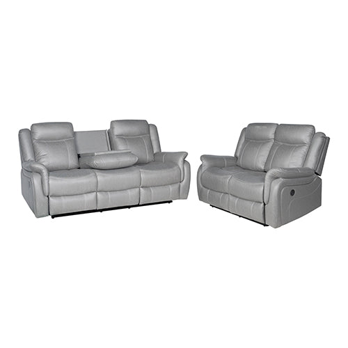 3-2 Seater Recliner Sofa | Finest Grey Fabric | Sturdy Construction | Metal Mechanism