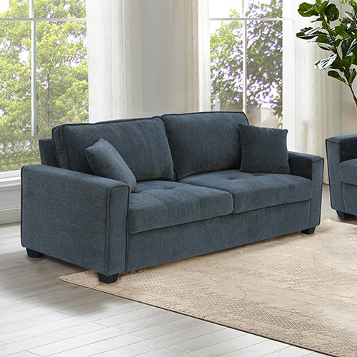 2 Seater Sofa Set | Charcoal Polyester Fabric | Multilayer Comfort | 2 Pillows | Individual Pocket Spring Support