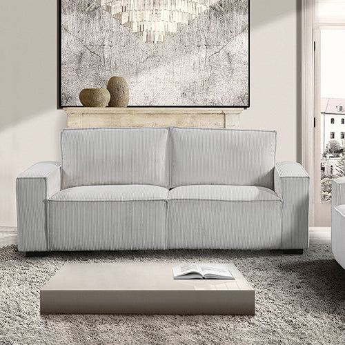 Reno 3 Seater Sofa | Beige Colour Fabric Upholstery | Wooden Structure | Knock Down Feature in Back & Arms
