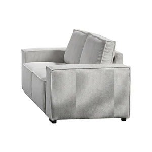 Reno 3 Seater Sofa | Beige Colour Fabric Upholstery | Wooden Structure | Knock Down Feature in Back & Arms