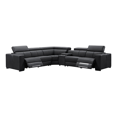 Washington Genuine Leather 6 Seater Corner Sofa with 2 Electric Recliners & Reversible Console