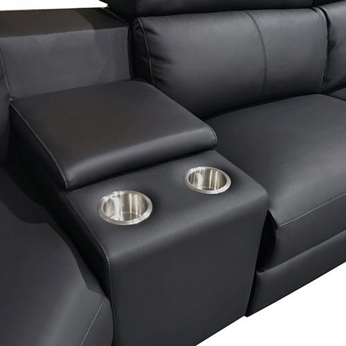 Washington Genuine Leather 6 Seater Corner Sofa with 2 Electric Recliners & Reversible Console
