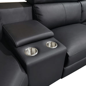 Washington Genuine Leather 6 Seater Corner Sofa with 2 Electric Recliners & Reversible Console