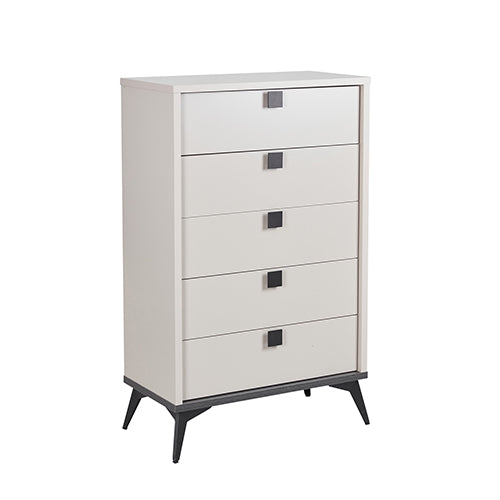 Tallboy with 5 Storage Drawers | MDF | Champagne & Black Combination
