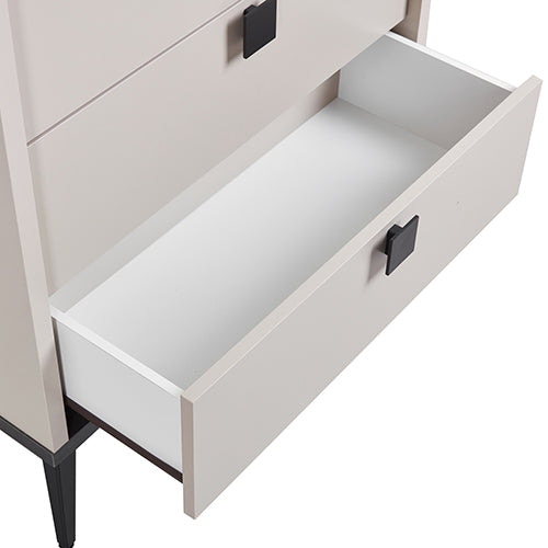 Tallboy with 5 Storage Drawers | MDF | Champagne & Black Combination