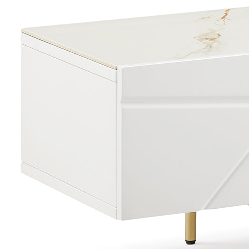 TV Cabinet | MDF Glossy Finish | Storage Drawers | Metal Base | Modern Entertainment Unit