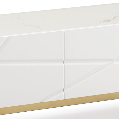 TV Cabinet | MDF Glossy Finish | Storage Drawers | Metal Base | Modern Entertainment Unit