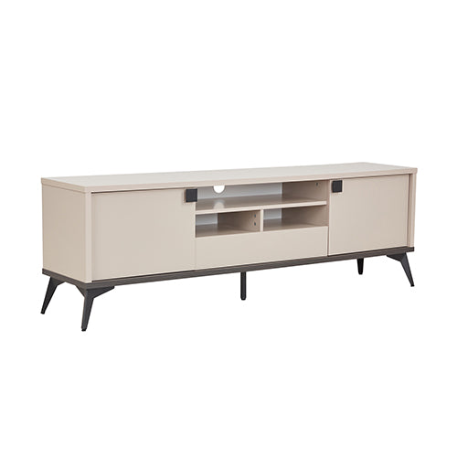 TV Cabinet | MDF Build | Storage Drawer & Open Shelves | Champagne Finish | Elegant Media Console