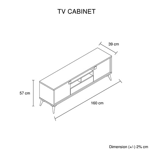 TV Cabinet | MDF Build | Storage Drawer & Open Shelves | Champagne Finish | Elegant Media Console