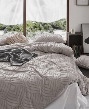 Tufted Ultra Soft Microfiber Quilt Cover Set | Single | Beige