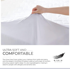 100% Ultra-Soft Cotton Quilted Anti-Microbial Mattress Cover Protector | Double Size