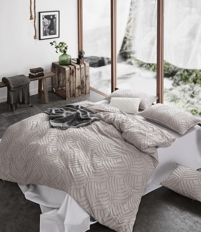 Tufted Ultra Soft Microfiber Quilt Cover Set | Double | Beige