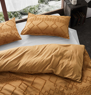 Tufted Ultra Soft Microfiber Quilt Cover Set | Double | Caramel