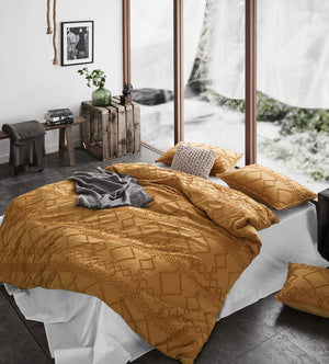 Tufted Ultra Soft Microfiber Quilt Cover Set | Double | Caramel