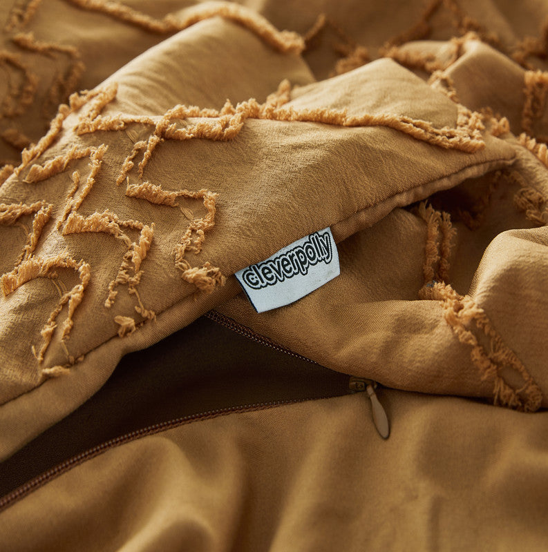 Tufted Ultra Soft Microfiber Quilt Cover Set | Double | Caramel