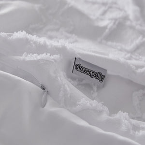 Tufted Ultra Soft Microfiber Quilt Cover Set | Double | White