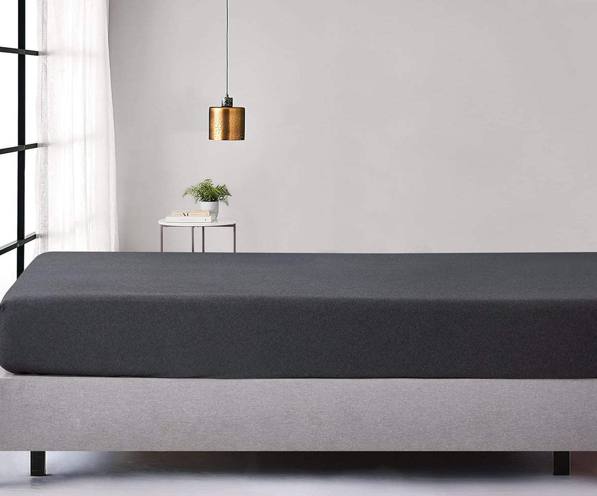 Park Avenue | 100% Jersey Cotton Fitted Sheet | Soft & Stretchy | Black Marble | King