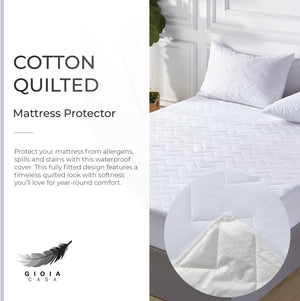 100% Ultra-Soft Cotton Quilted Anti-Microbial Mattress Cover Protector | King Size