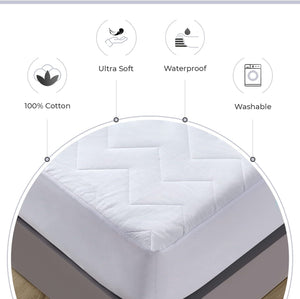 100% Ultra-Soft Cotton Quilted Anti-Microbial Mattress Cover Protector | King Single Size