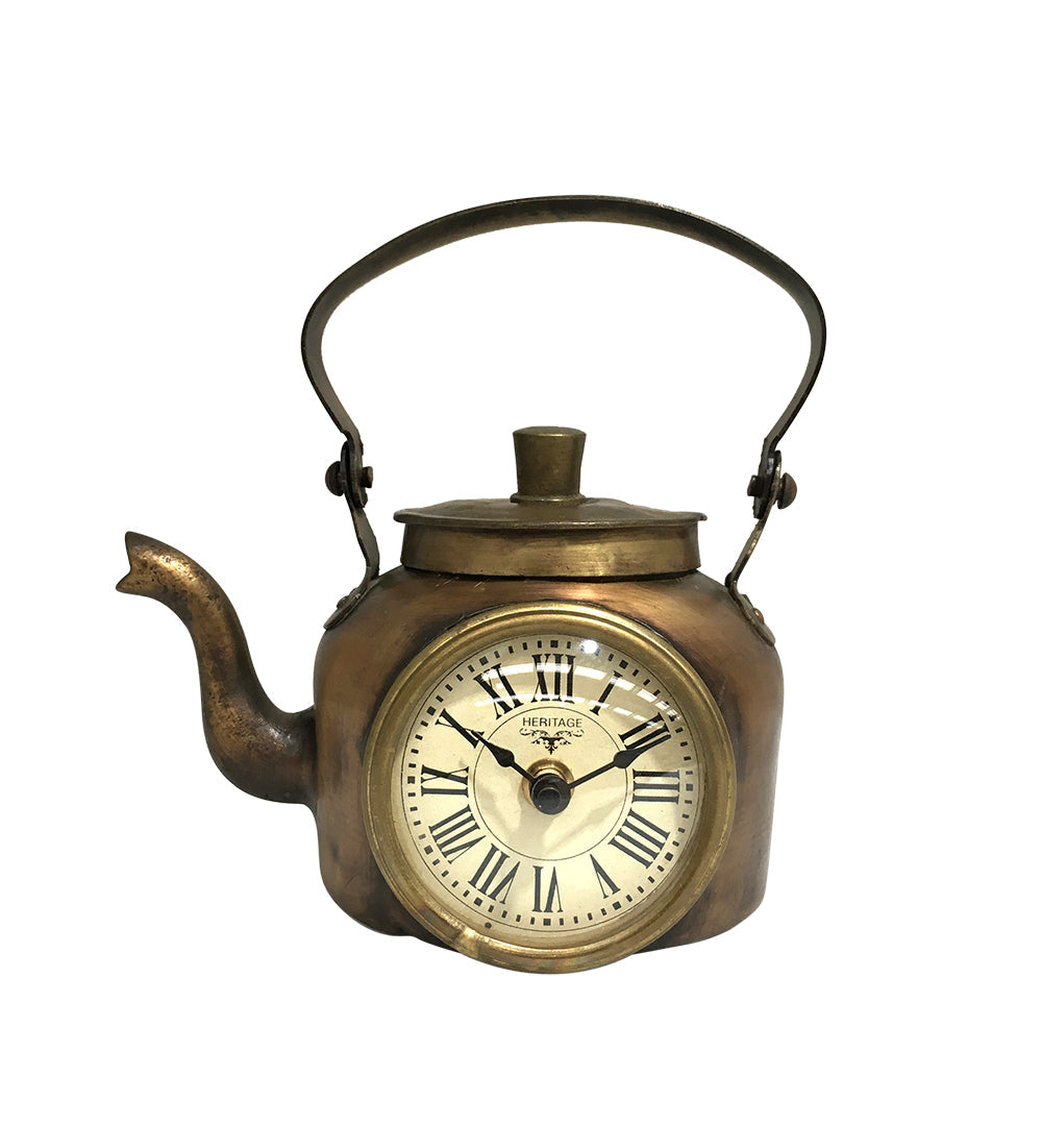 Table Clock | Old Brass Tea Kettle
