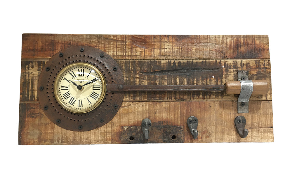 Wall Clock | Frying Pan Design on Recycled Wood